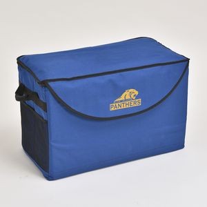 blue cooler with logo